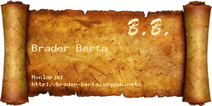 Brader Berta névjegykártya